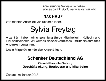 Traueranzeige von Sylvia Freytag von Neue Presse Coburg