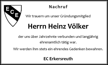 Traueranzeige von Heinz Völker von Frankenpost
