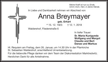 Traueranzeige von Anna Breymayer von Frankenpost