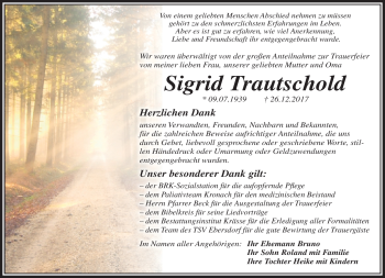 Traueranzeige von Sigrid Trautschold von Neue Presse Coburg