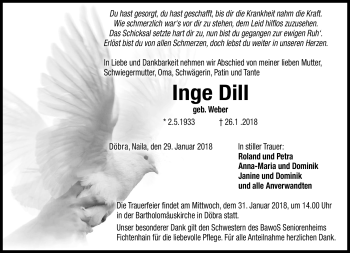 Traueranzeige von Inge Dill von Frankenpost