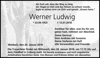Traueranzeige von Werner Ludwig von Neue Presse Coburg