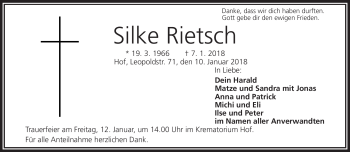 Traueranzeige von Silke Rietsch von Frankenpost