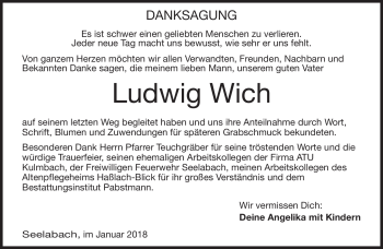 Traueranzeige von Ludwig Wich von Neue Presse Coburg