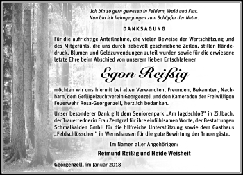 Traueranzeige von Egon Reißig von Südthüringer Presse