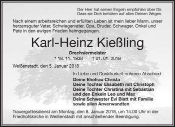 Traueranzeige von Kalrz-Heinz Kießling von Frankenpost