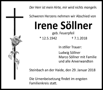 Traueranzeige von Irene Söllner von Neue Presse Coburg