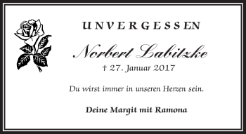 Traueranzeige von Norbert Labitzke von Frankenpost