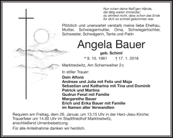 Traueranzeige von Angela Bauer von Frankenpost