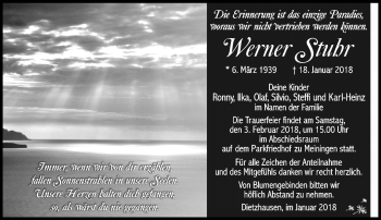 Traueranzeige von Werner Stuhr von Südthüringer Presse