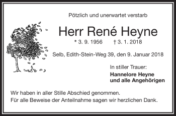 Traueranzeige von Rene Heyne von Frankenpost