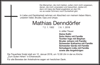 Traueranzeige von Mathias Denndörfer von Frankenpost