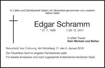 Traueranzeige von Edgar Schramm von Neue Presse Coburg