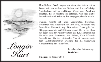 Traueranzeige von Longin Kart von Südthüringer Presse