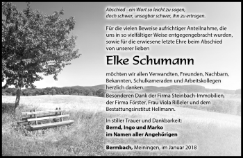 Traueranzeige von Elke Schumann von Südthüringer Presse