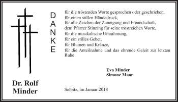 Traueranzeige von Rolf Minder von Frankenpost