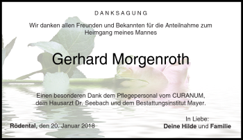 Traueranzeige von Gerhard Morgenroth von Neue Presse Coburg