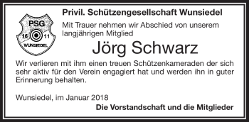 Traueranzeige von Jörg Schwarz von Frankenpost