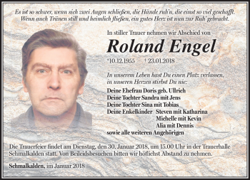 Traueranzeige von Roland Engel von Südthüringer Presse