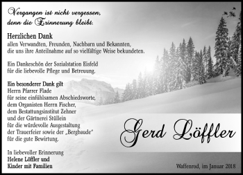 Traueranzeige von Gerd Löffler von Südthüringer Presse