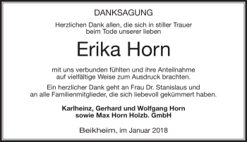 Traueranzeige von Erika Horn von Neue Presse Coburg