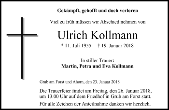 Traueranzeige von Ulrich Kollmann von Neue Presse Coburg