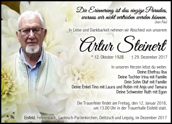 Traueranzeige von Artur Steinert von Südthüringer Presse