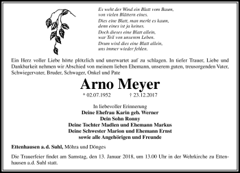 Traueranzeige von Arno Meyer von Südthüringer Presse