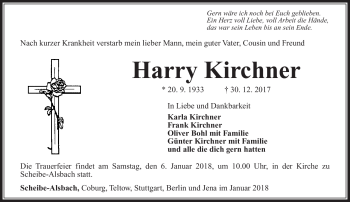 Traueranzeige von Harry Kirchner von Südthüringer Presse