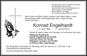 Traueranzeige von Konrad Engelhardt von Frankenpost