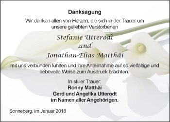 Traueranzeige von Stefanie Utterodt von Südthüringer Presse