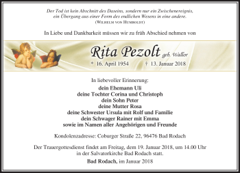 Traueranzeige von Rita Pezolt von Südthüringer Presse