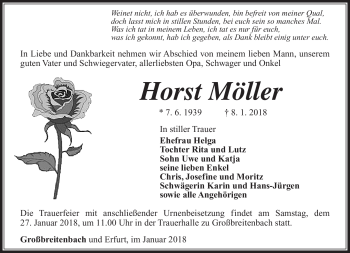 Traueranzeige von Horst Möller von Südthüringer Presse