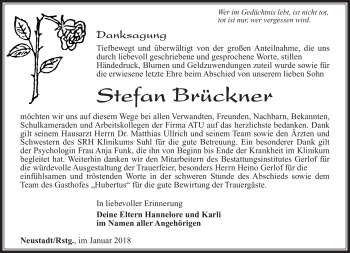 Traueranzeige von Stefan Brückner von Südthüringer Presse