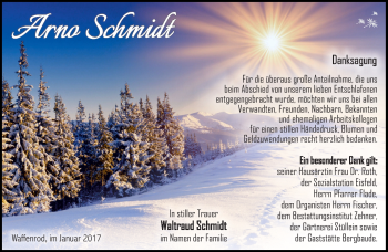 Traueranzeige von Arno Schmidt von Südthüringer Presse