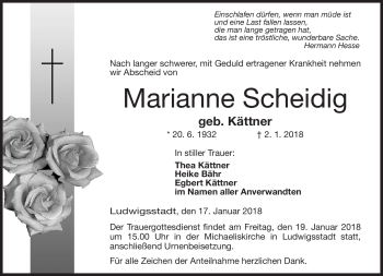 Traueranzeige von Marianne Scheidig von Neue Presse Coburg