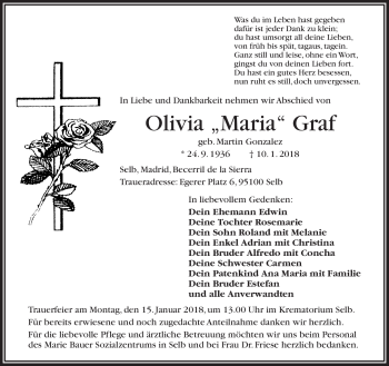 Traueranzeige von Olivia 