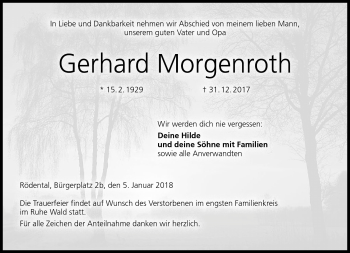 Traueranzeige von Gerhard Morgenroth von Neue Presse Coburg