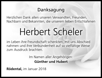Traueranzeige von Herbert Scheler von Neue Presse Coburg