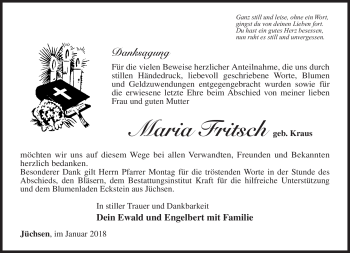Traueranzeige von Maria Fritsch von Südthüringer Presse