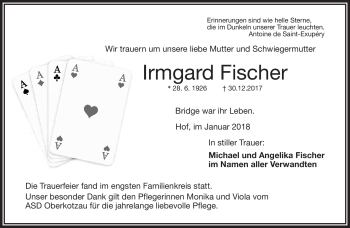 Traueranzeige von Irmgard Fischer von Frankenpost