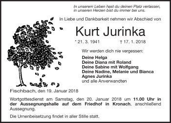 Traueranzeige von Kurt Jurinka von Neue Presse Coburg