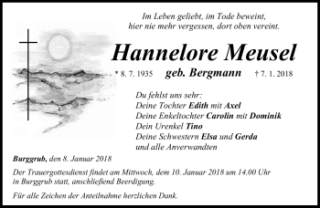 Traueranzeige von Hannelore Meusel von Neue Presse Coburg