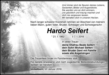 Traueranzeige von Hardo Seifert von Südthüringer Presse