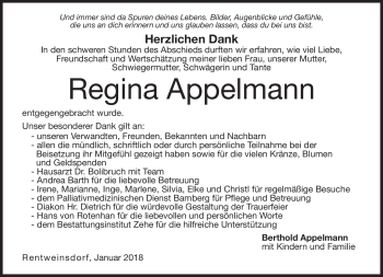Traueranzeige von Regina Appelmann von Neue Presse Coburg