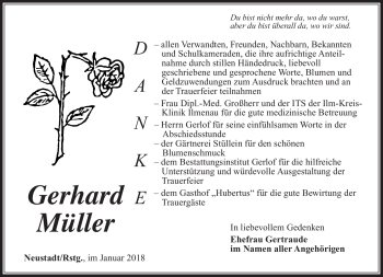 Traueranzeige von Gerhard Müller von Südthüringer Presse