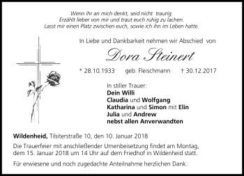 Traueranzeige von Dora Steinert von Neue Presse Coburg