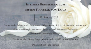 Traueranzeige von Tanja Baum von Neue Presse Coburg