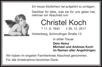 Traueranzeige von Christel Koch von Frankenpost