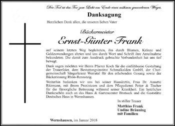 Traueranzeige von Ernst-Günter Frank von Südthüringer Presse